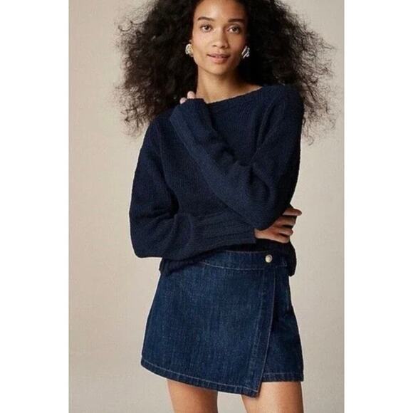 J. Crew Navy Blue Beach Relaxed Cropped Sweater Sz XS NWT - Picture 1 of 11